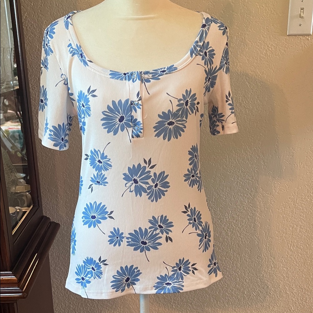 Blue Floral Women's Blouse